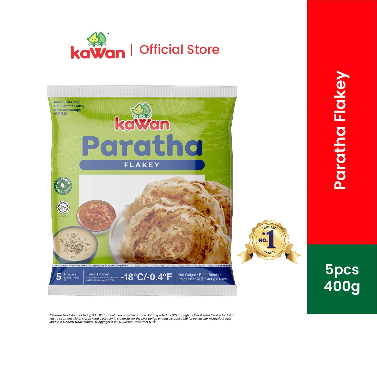 KAWAN Flakey Paratha (5 pcs - 400g) frozen product packaging