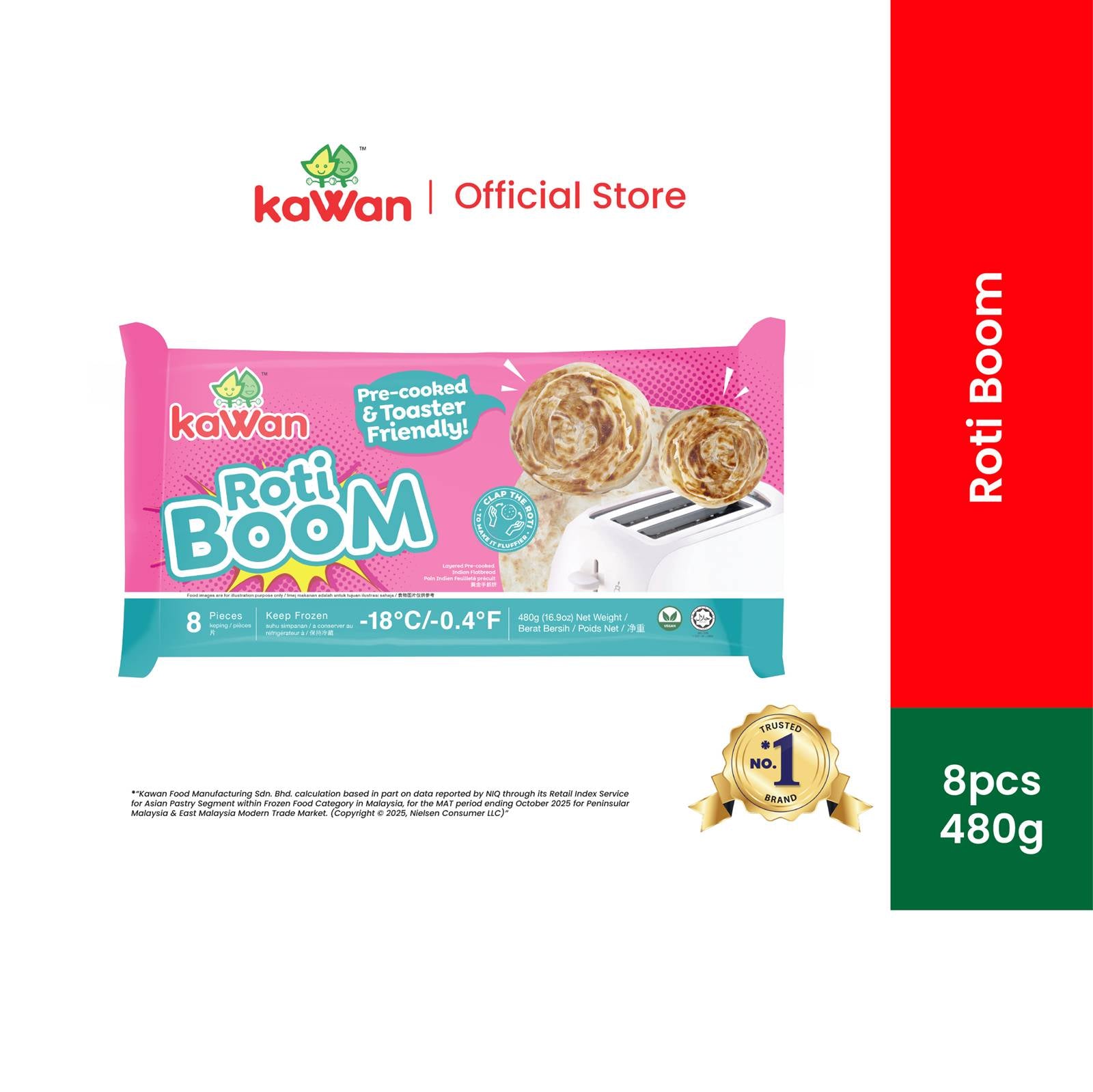 KAWAN Roti Boom (8 pcs - 480g) frozen product packaging