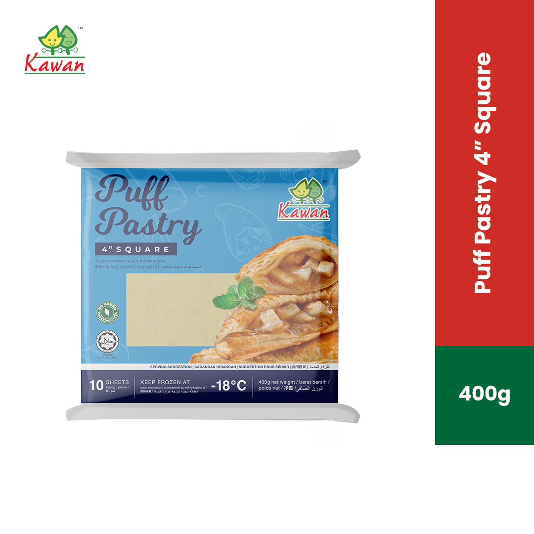KAWAN Puff Pastry Square 4" (10 pcs - 400g) frozen product packaging